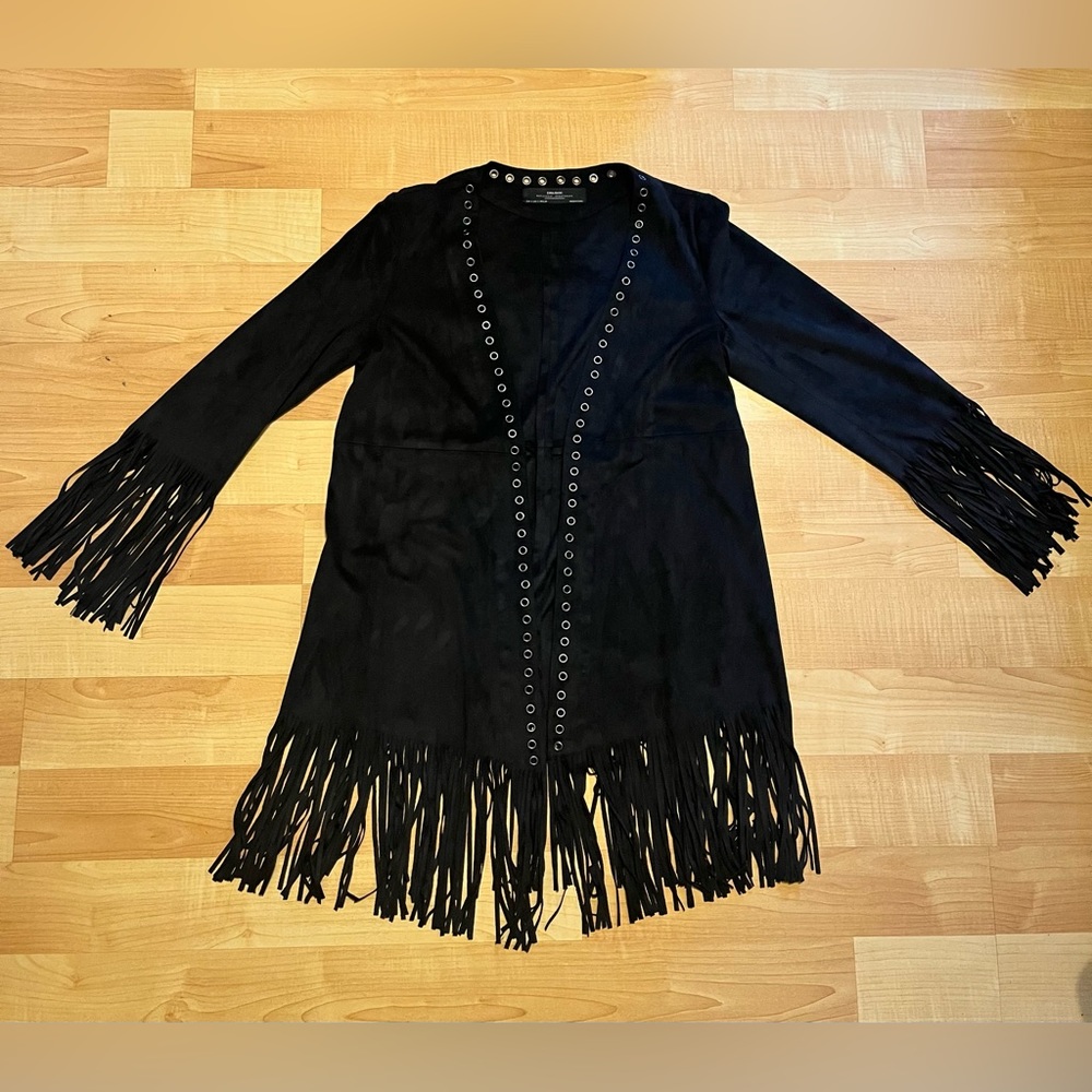 Super cool NEW ZARA BASIC Black Suede Jacket